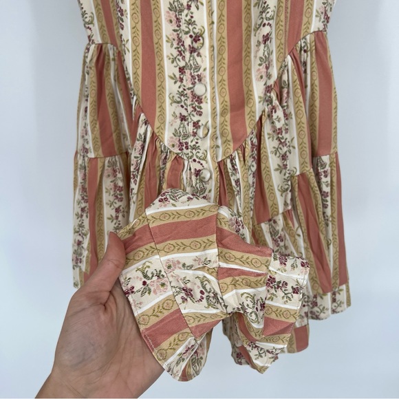 Vanessa Mooney The Elisabeth Romper Boho Mini Dress in Victorian Stripe M NWT - Picture 4 of 10